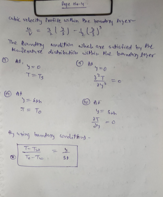 Page do-y 3 cubic velocity profile within the boundary layer i = 3 1 3 ) -t(& The Boundary condition which are satisfied by t