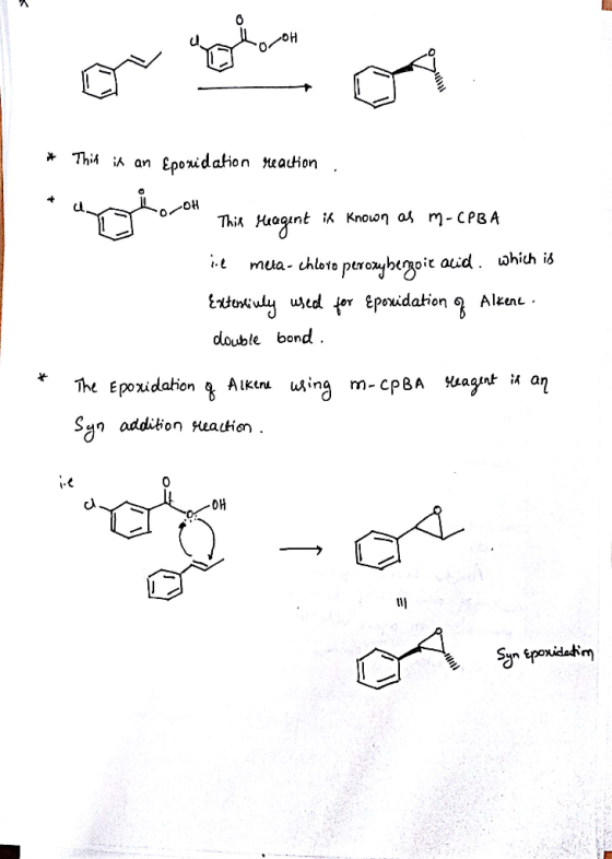 OH * This is an Eporidation reaction . а к он і Киоgink к Knoson 4 m- СРВА il meta-chloro peroxybenzoic acid. which is Extens