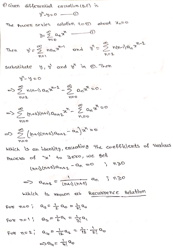 o aiven differential canation (DE) is y_MEO The power sexies solution to about Xoro y q MED anan Then y = E nennilan an-2 an