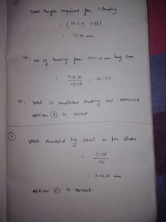 Yotal length required for I busting 2. (1.3 + 1.39) 13.19 mm 10, 431.25 mm of bussing from long bar 431.25 13.19 32.69 so, o