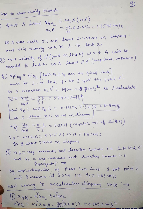 60 so I 3.3 - teps to draw relocity triangle o first I draw WA Oq = W2X (02A) O2 A - 40 x 21032 = 1.35 46 anls so I take scal