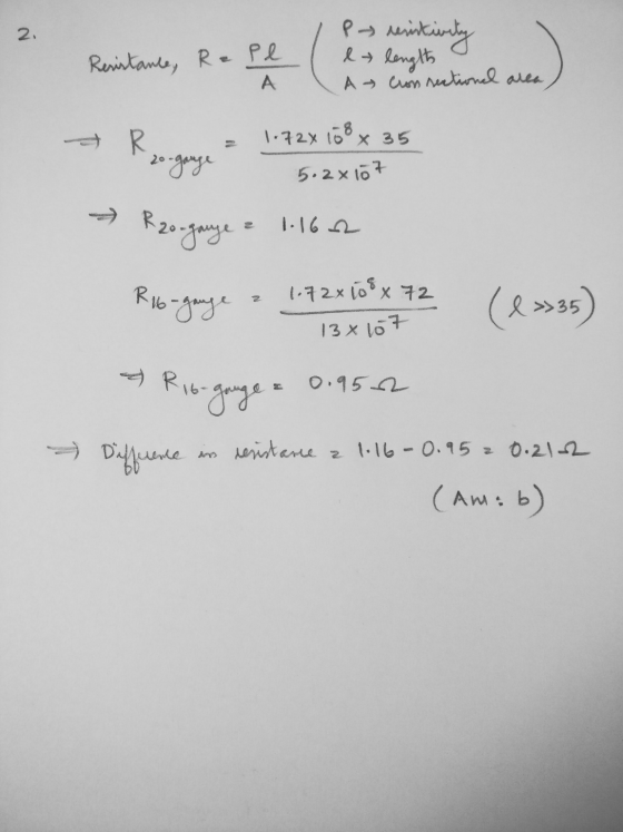 2 . Preritivity e length Resistance, Rape A A con sectional area R 2o-gange 1:72x 108 x 35 5.2x107 » Rzo-gauge 1-162 R16-gaug