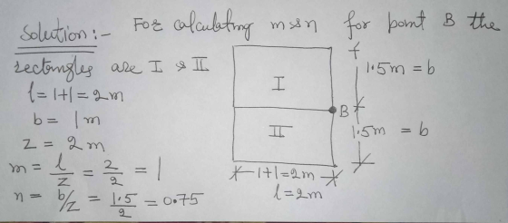 atro mon for bount B the t solution mi- For calcula rectangles are I & II 1=1+1=2m b= lm 105m=b H B. 1.5m = b z = 9 รช) m= k
