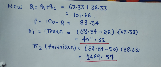 = 63-33 +38•33 = l01.66 . 88 34 Q = a+rz Now %3D P= 190-8 = ( 88.34 - 25) (63-33) 40 11. 32 (Texas) Tñe (Amenican) = (88.34 -