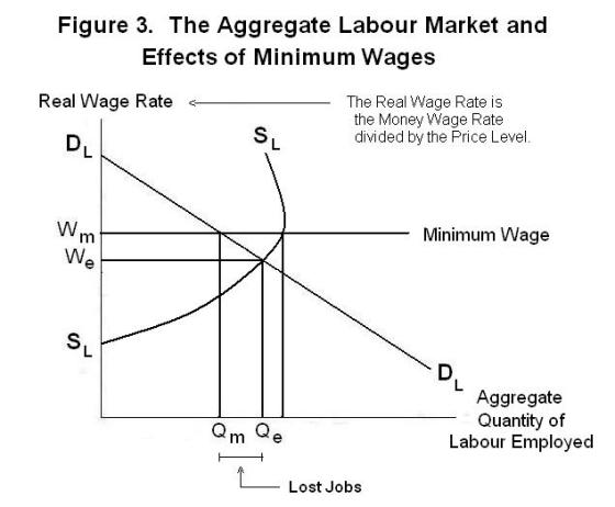 Figure 3. The Aggregate Labour Market and Effects of Minimum Wages Real Wage Rate < The Real Wage Rate is the Money Wage Rate