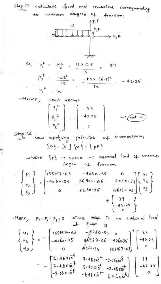 Step- calculate fixed end reactions correspondag degree of freedom unknown APF PAF P₃ F pit احیا 12 X 6.5 39 2 -L² 12 - 12x (