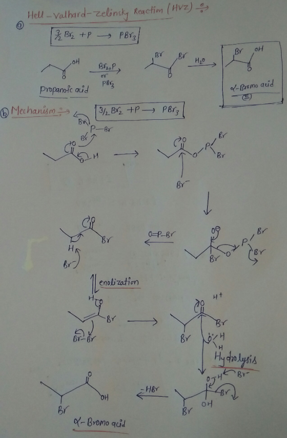 Hell-val hard-zelinsk, tea ctim { Hvz) ÷ Br H20 82+P BY 3 0-P-gr BY enolization 0 b/ う H8Y of Bvomo qcid