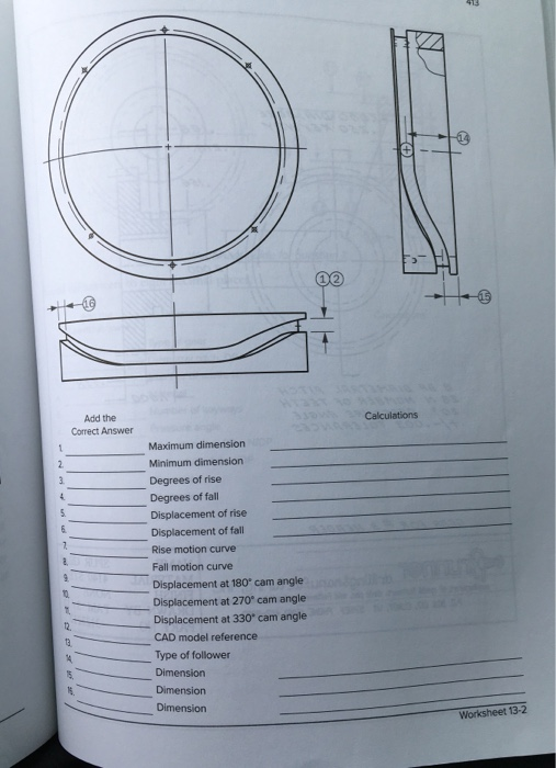 Calculations Add the Correct Answer - 2 3 Maximum dimension Minimum dimension Degrees of rise Degrees of fall Displacement of