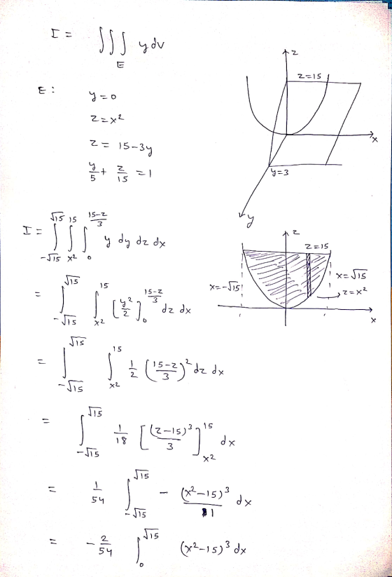 I M SSS ฯdv tz E 2-15 y=o 2=X2 -2 15-3y y 5 + 2 al y=3 515 15-2 15 IE 2 y dy dz dx 2015 -515 2 o x=515 515 15 X=-15 15-2 .2=X