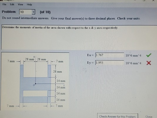 File Edit View Help Problem: 10 of 10) Do not round intermediate answers. Give your final answer(s) to three decimal places.