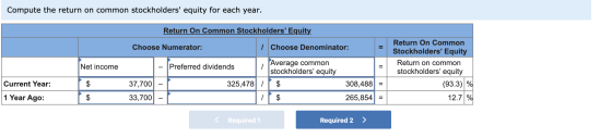 Compute the return on common stockholders equity for each year. Return On Common Stockholders Equity Net income Return On C
