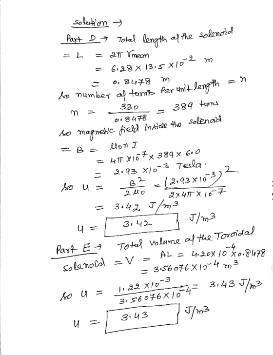Solestgn Payt DTotl length afthe olenoio Ymean 6.22x 13. X/o m Ao number a tar> Per tmlengih 33 o 389 trns 8478 Ao magneefied