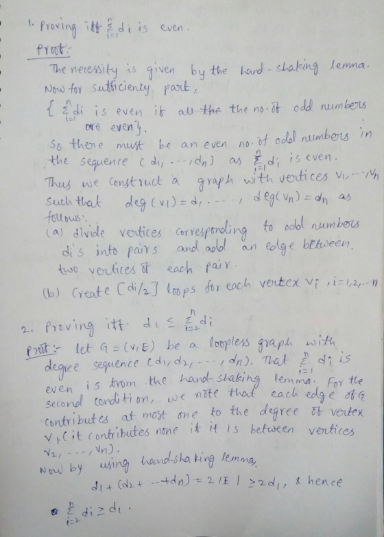 no. of odd numbers in Proving itt & di is even. proof The necessity is given by the hand-shaking lemna. Now for sufficienty p