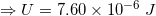 \small \Rightarrow U=7.60\times 10^{-6}\: J