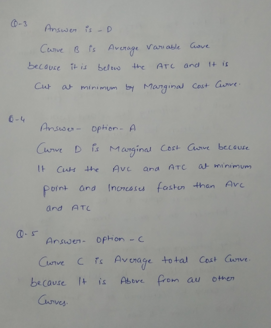 C-3 Answen is - D Cunve B fs Avorage Cuve Vaniable 1+ is because and it is the ATC below Cut at minimum by Marginal Cost Cuve