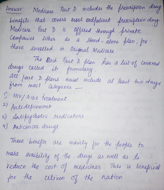 Answer Mediane Pat includes he raseripton drug edicare benelits hat coners most outpatieut Brescripiroin Medicar laut fe Couh