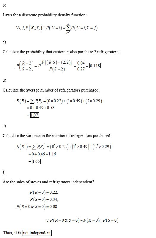 b) Laws for a discreate probability density function: ViJ.P(X,,Y,)e P(X =i)=EP(X=i,Y = j) j-0 c) Calculate the probability th