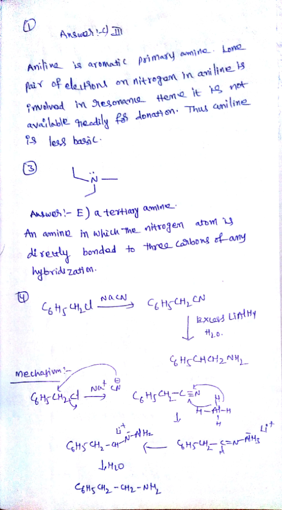 Answer! . Aniline is aromatic primary amine Lone pair of electrons on nitrogen in aniline is involved in resonance Here it is