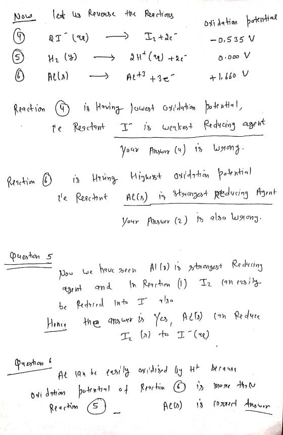 Now let us Reverse QI (04) - Hz (9) -+ © Alls) → the Reactions Iq tale 2H+(99) +86 Aeto tse ☺ oxidation potential -0.535 V 0.
