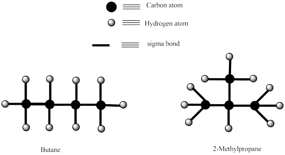 Carbon atom Hydrogen atom sigma bond HH + Butane 2-Methylpropane