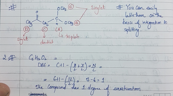 OCH ® - Singlet # You can easily lable them on the basis if integration A DO a och 4 triplet doublet with splitting, of 2 C6H