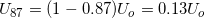 \small U_{87}=(1-0.87)U_{o}=0.13U_{o}