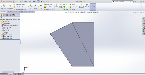 BS SOLIDWORKS - O - Part1. SLDPRT > Search Commands ? --OX Fillet Linear Pattern Rib to Wrap Draft Intersect Shell 0 Mirror S
