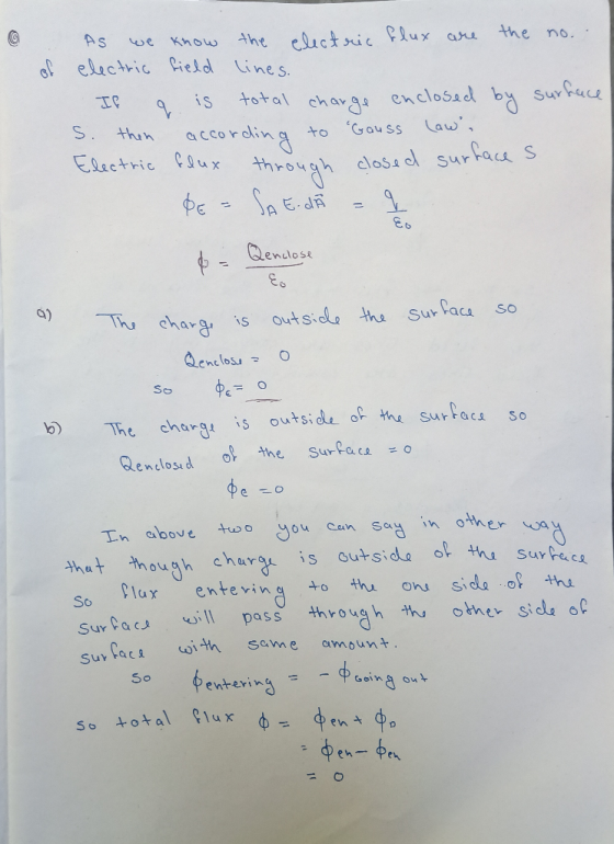 . of As we know the electric flux are the no.. electric field lines. If q. is total charge enclosed by surface S. then accord