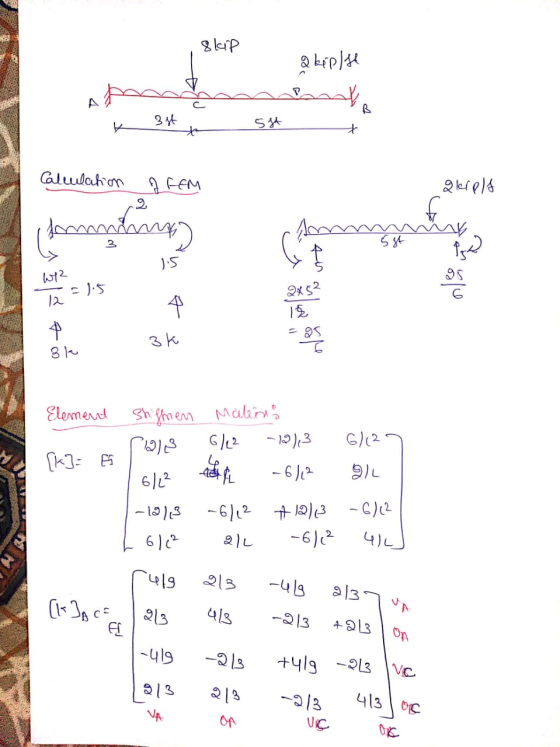 skip a kip/f A 3 st 5 st t Calulation a FEM alerpls ܙܫܫܐܨܶܫܫܬܐ 3 4- 5 st Pse 1.5 w12 12 -1.5 4 2452 14 =95 3k 3k 9 Element ଟା