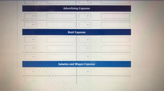 Advertising Expense Rent Expense Salaries and Wages Expense