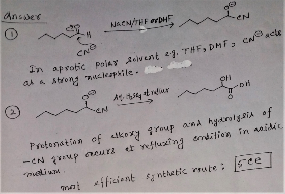 answer LCN h Macw/HForbut, m en NACNAHF orDMF 0 ack TH CNO In solvent e.g. THE, DMF & CN aprotic polar polar aprotic OH as a