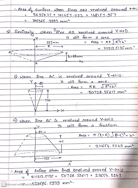 -- Area of surface when lines are revolved around acaxi- 56 350.27 + 101451:1123 + 148151:951 305965. 3393_mom? 2) Similarly,