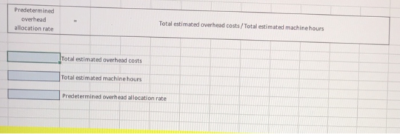 Predetermined overhead allocation rate Total estimated overhead costs/Total estimated machine hours ITotal estimated overhead