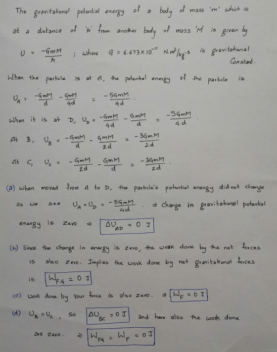 body of mass m which is The gravitational potential energy of distance of es from another body at a of M is given by mass