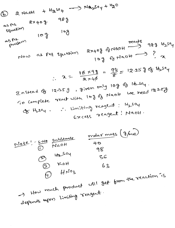 Na25oy & Hao 2 Naot + Ha so 4 2x40 g 988 as per Equation log og reacts as per Problem 989 H₂ Soy a as per equation Now 2x40g