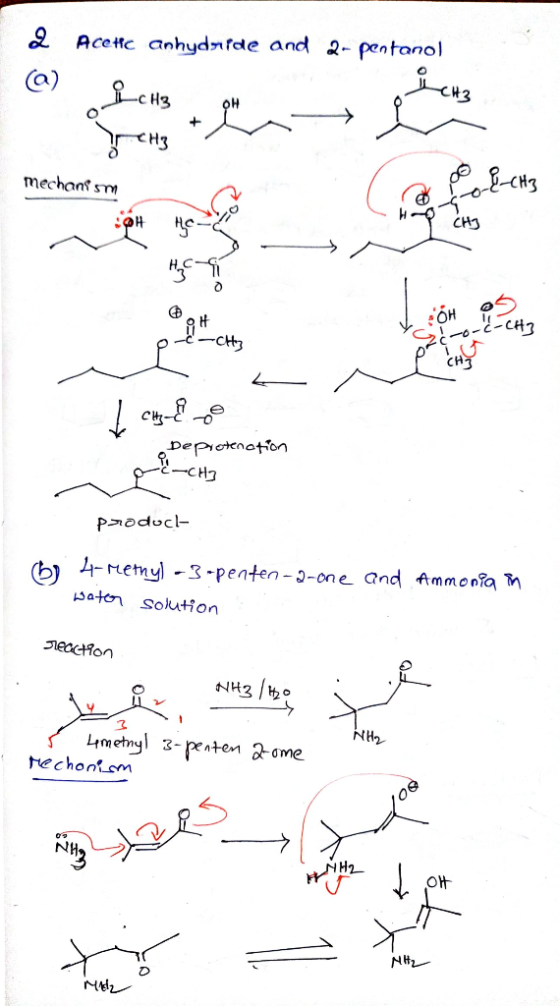 2 Acetic anhydride and 2-pentanol en TCH mechanism 요대 neces CH3 achts KOH - OCCA هم که ( Deprotection - -*-сна product 4-meth