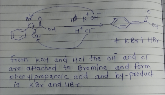 7 I TOH CBr Htcr / tk Brth from Koh an to Bromine by-proc from KOH and Hol the OH and cr are attached to Bromine and form phe