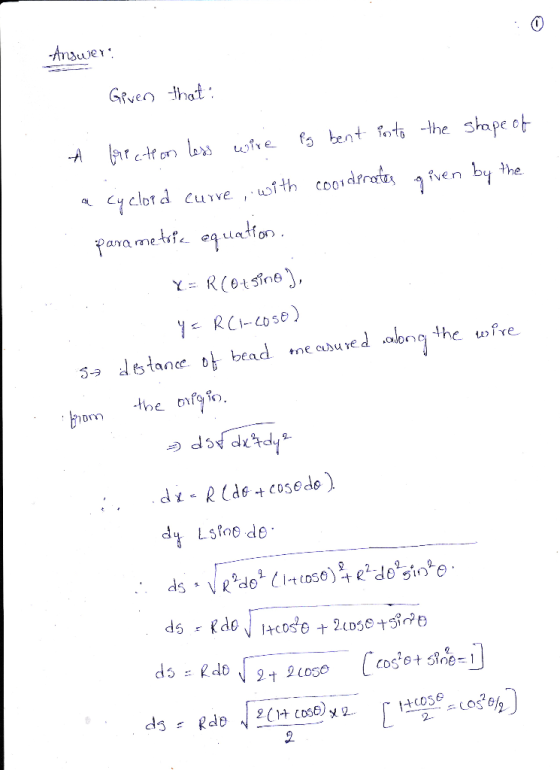 0 Gfven that -A brc.tfor, leas whe f bent ritō -the shape 아 °1 clot d cuwe ,.with cooidrotn า fven by the e equadfon du Lsfn
