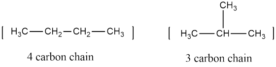 CH3 ( HzC—CH2 - CH2 - CH3 ) | H3C—CH-CH3 ) 4 carbon chain 3 carbon chain