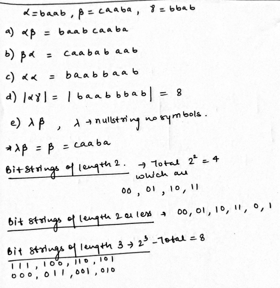 «= baab , p = c4aba, 3 = 664 6 a) ap = baab caaba ь) ве в Саа baь аль c) << = baaььаа ь а) | «У) = | baaьььаь) = 8 e) A B , d