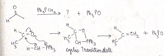 --- Ph₃P CH₂ ? + Ph₂ PO H - YO + =랜 Co) 180 ㅎ 2. ㄶ HC 3 H-CH - PPh 3 Bone CHPPh 3 cyclic Transition state