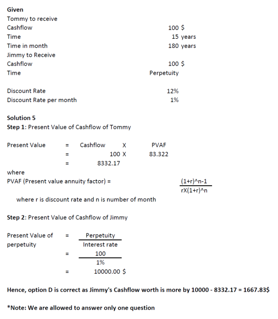 Given Tommy to receive Cashflow Time Time in month Jimmy to Receive Cashflow Time 100 $ 15 years 180 years 100 $ Perpetuity 1