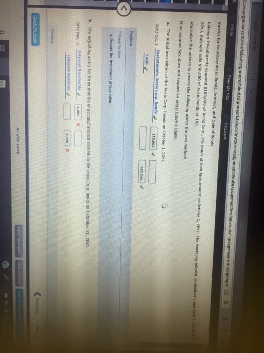 cengagenow.comintakegement Assignment .cooker assignmentstigmen t orment to progre DECOR Show Me How Calculator Entries for r