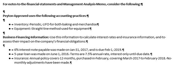 For-notes-to-the-financial-statements and Management Analysis-Memo, consider the following: 1 Peyton-Approved-uses-the-follow