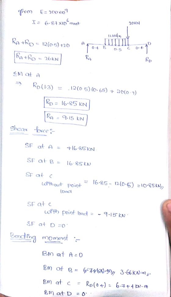 20KN 11.KN Ro12 (0-5) 120 04 o C 04 0-5 → RD ( 1.3) .เว(05)(0-65)十200.9) = SF at B6 85 EN SF ot othout poiot 는 16-85- D(O oac