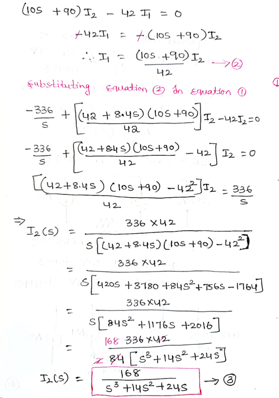 (105 +90) 12 42 1 = 0 +421 = + cios +90) 12 .. I (los +90) Iz 42 fubstituting Equation ② In Equation ③ - 336 + 4a + 8.45) (10