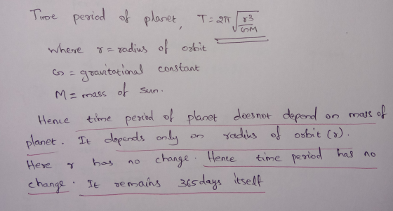 Time period of planet, T = 25/83 of orbit Where 8= radius G- gravitational constant M = mass of sun. on Henie time period of