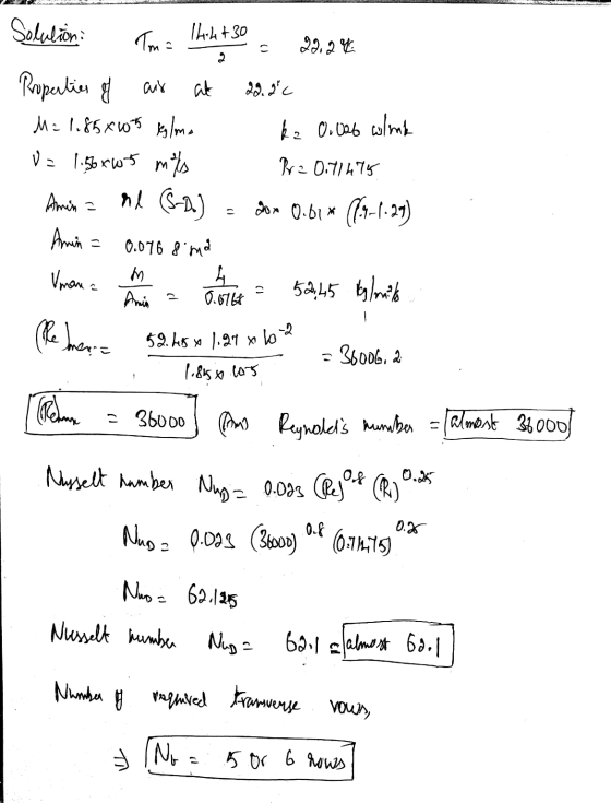 Solution: 14-4430 Tma 2 aur ka 0.026 wlink Pr = 0.71475 Properties of at M: 1.85805 kg/ma U= 1.56x45 mts Amina hl (S-2) 0.076