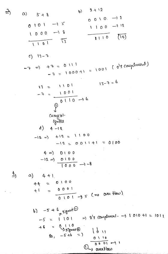 2 a) 5 1000-1 숨 1110 ー 13 13-7-6 17 = 11 DI Card 비- mou d) 4 -1 a.
