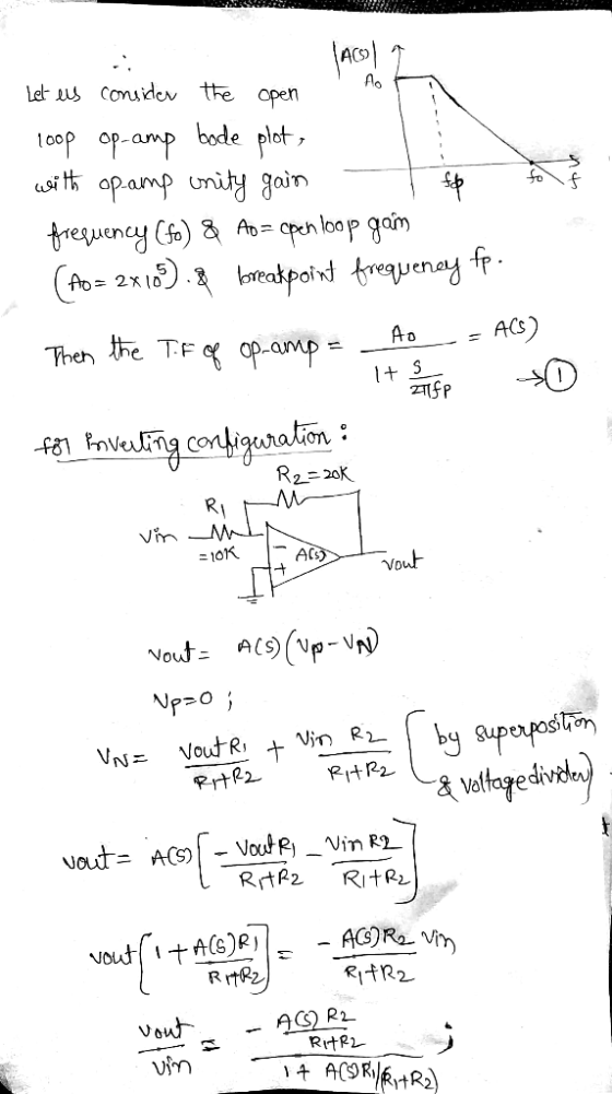 (Arsola Let us consider the open Ao loop op-amp bode plot, with opamp unity gain to fof frequency (fo) & Ao = open loop gain